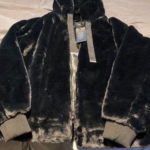 Black faux fur jacket